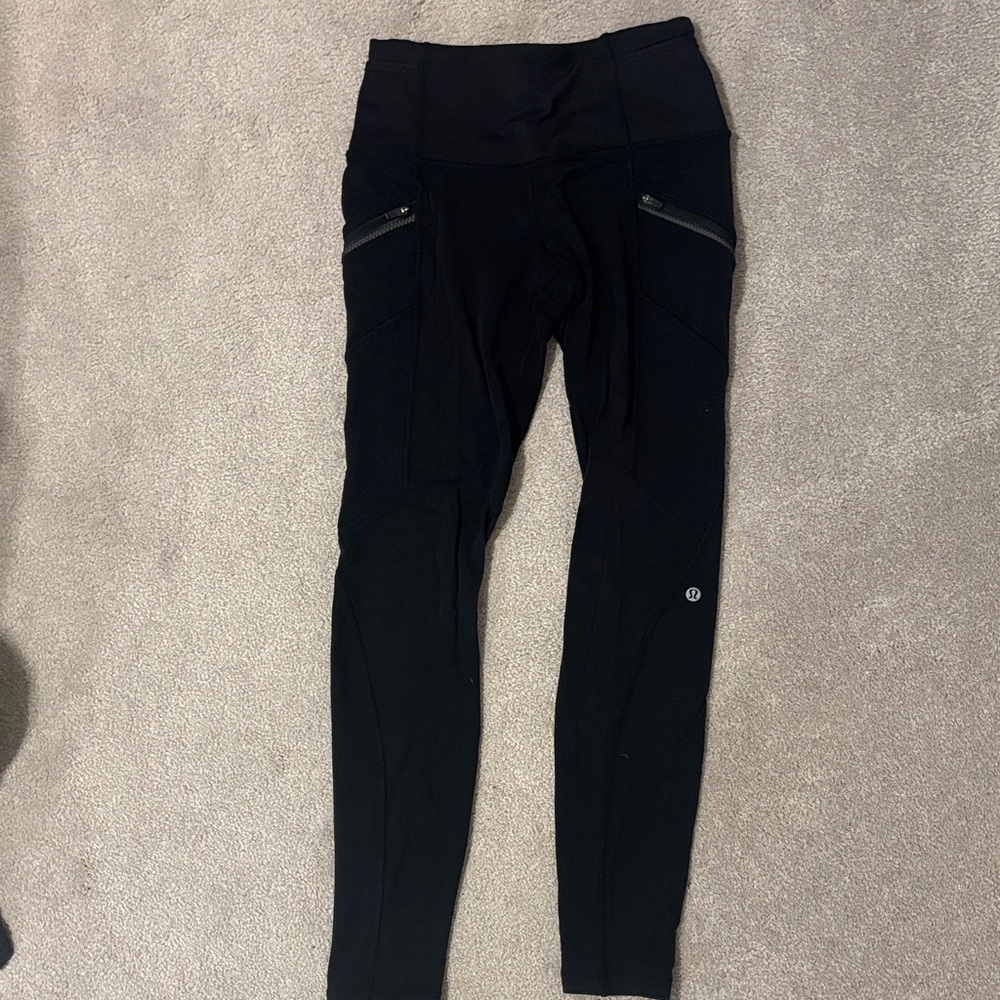 lululemon Black Leggings with Zipper Detail
